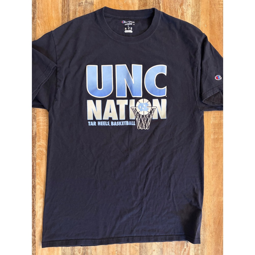 Champion UNC Nation Tar Heels Basketball T-Shirt Navy Blue Mens L